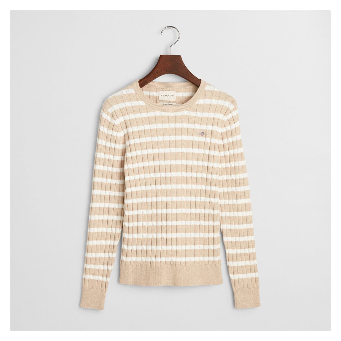 Light Beige Cableknit Stripe Jumper main product photo