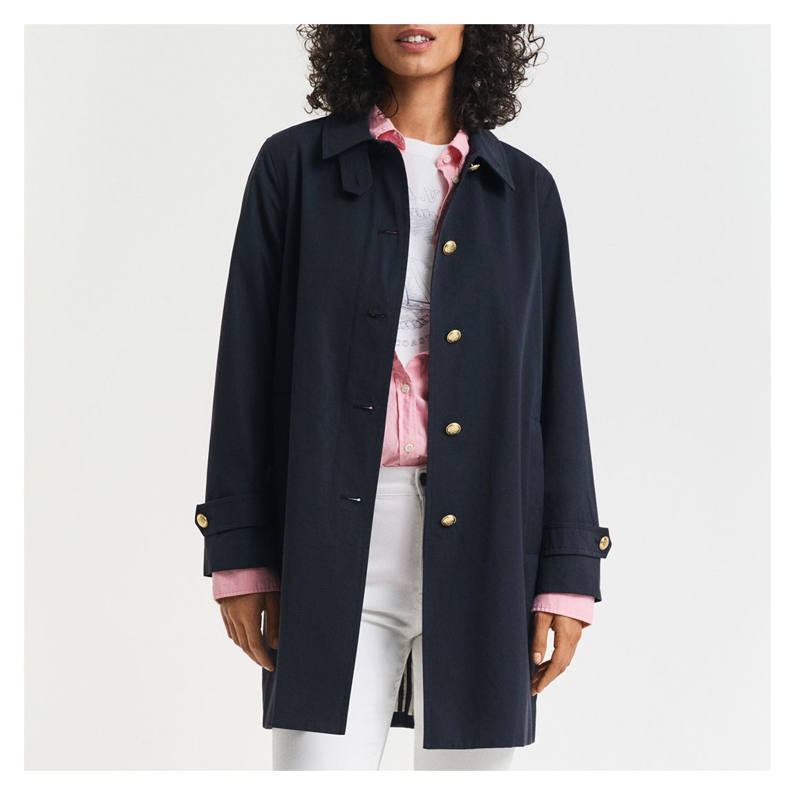Navy Nautical Button Down Car Coat main product photo