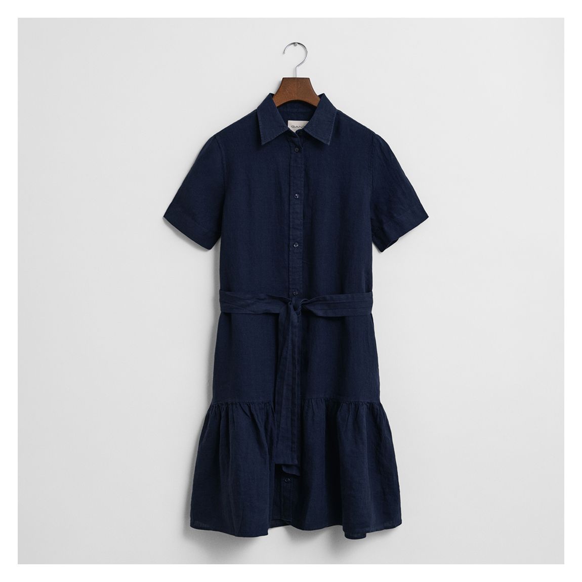 Navy Linen Peplum Shirt Dress main product photo