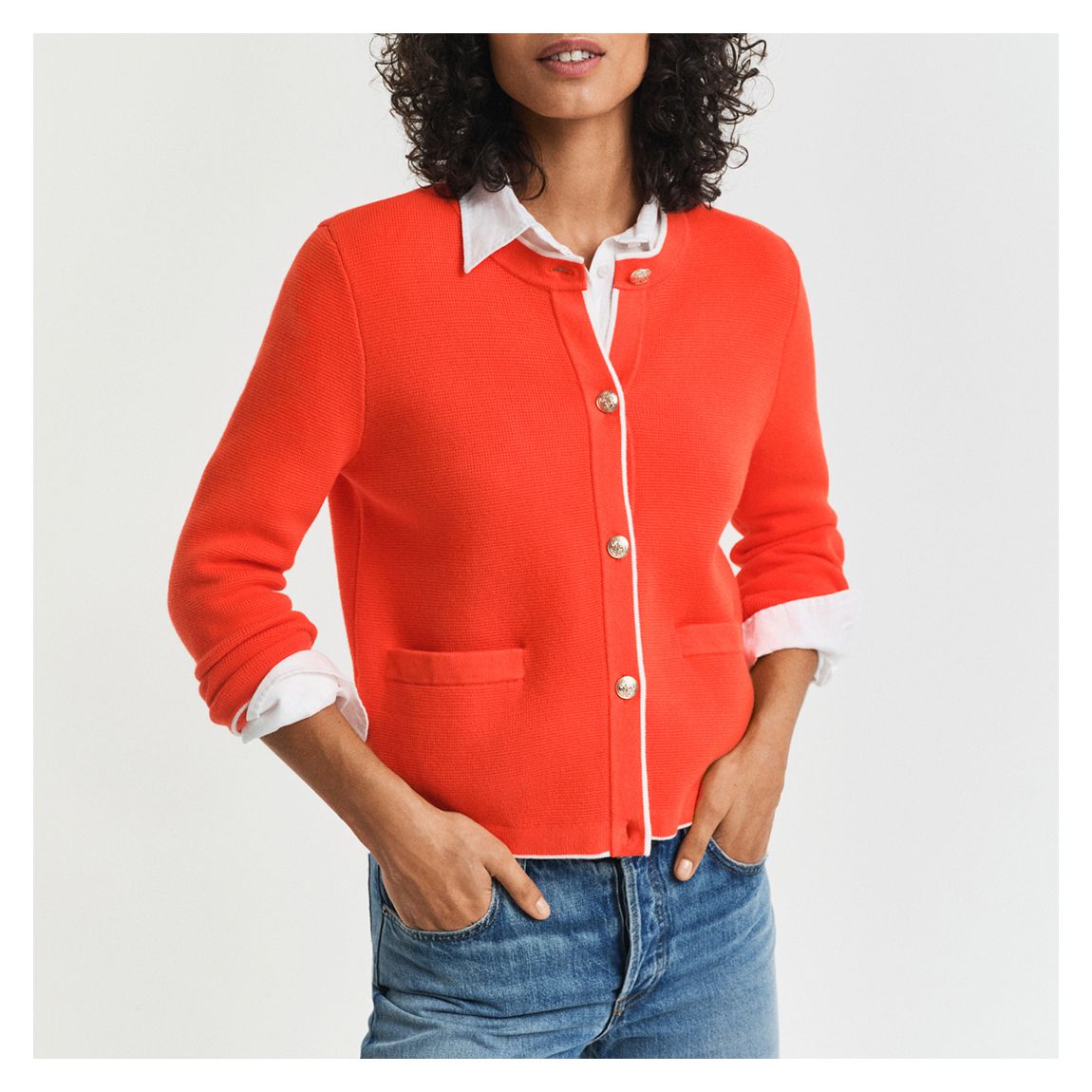 Red Contrast Knit Cotton Jacket main product photo