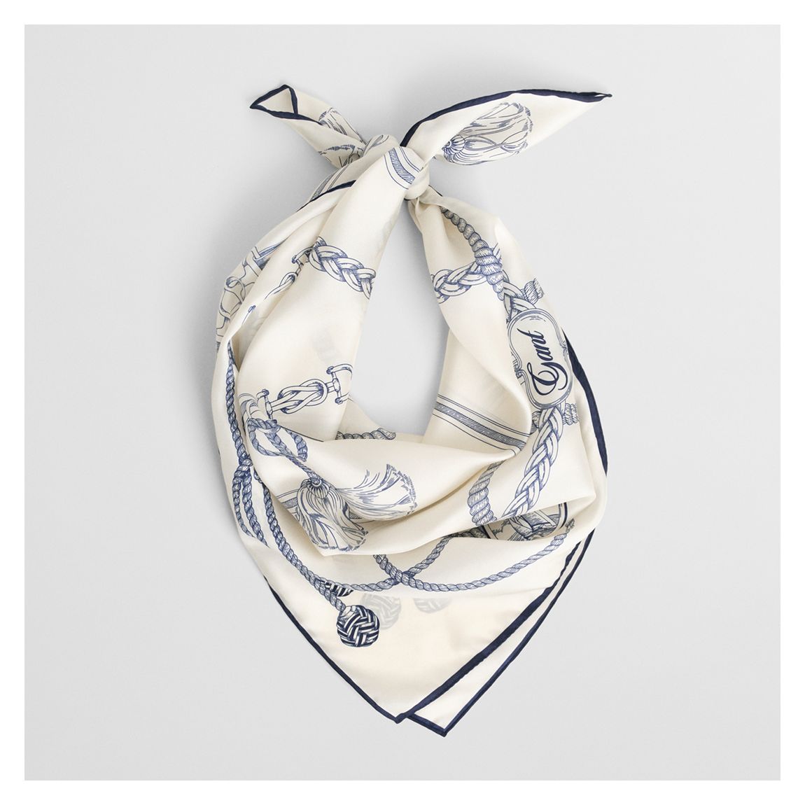 Cream Sailing Print Silk Scarf main product photo