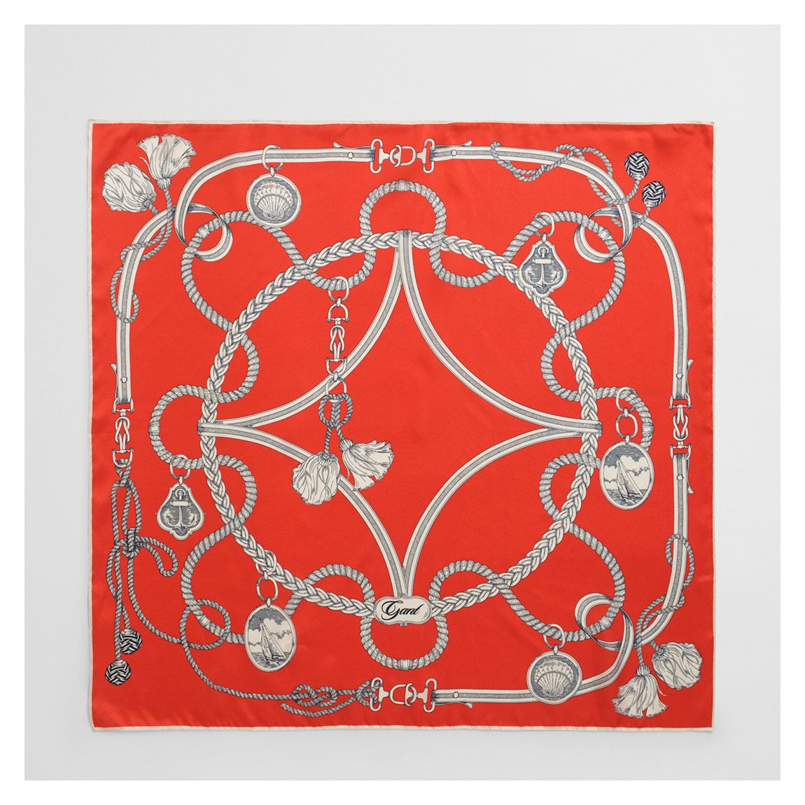 Red Sailing Print Silk Scarf main product photo