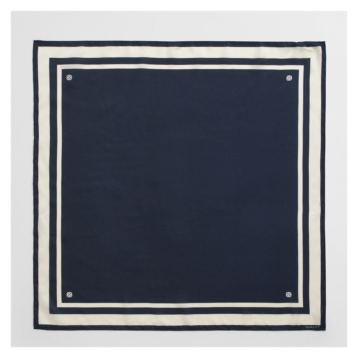 Navy Monogram Striped Silk Scarf main product photo