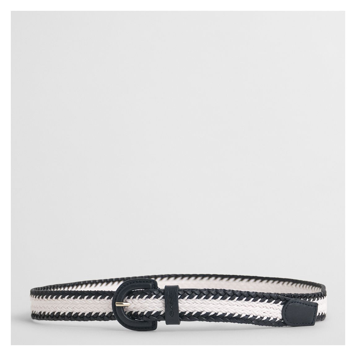 Black/ White Contrast Edge Braided Belt main product photo