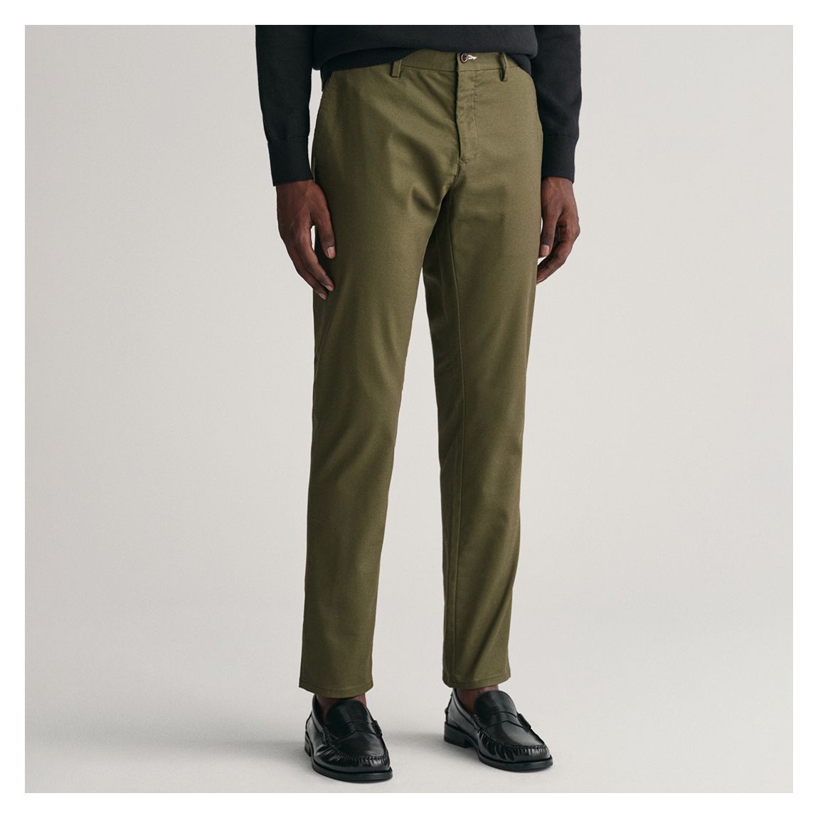 Khaki Green Slim Cotton Blend Chinos main product photo