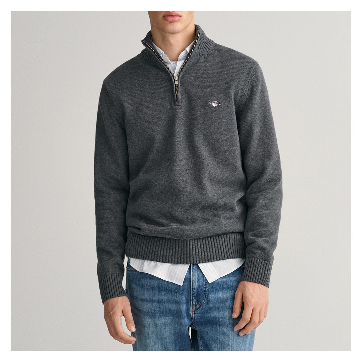 Charcoal Casual Half Zip Sweater main product photo