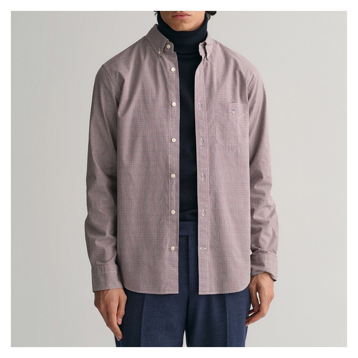 Red Micro Check Cotton Poplin Shirt main product photo