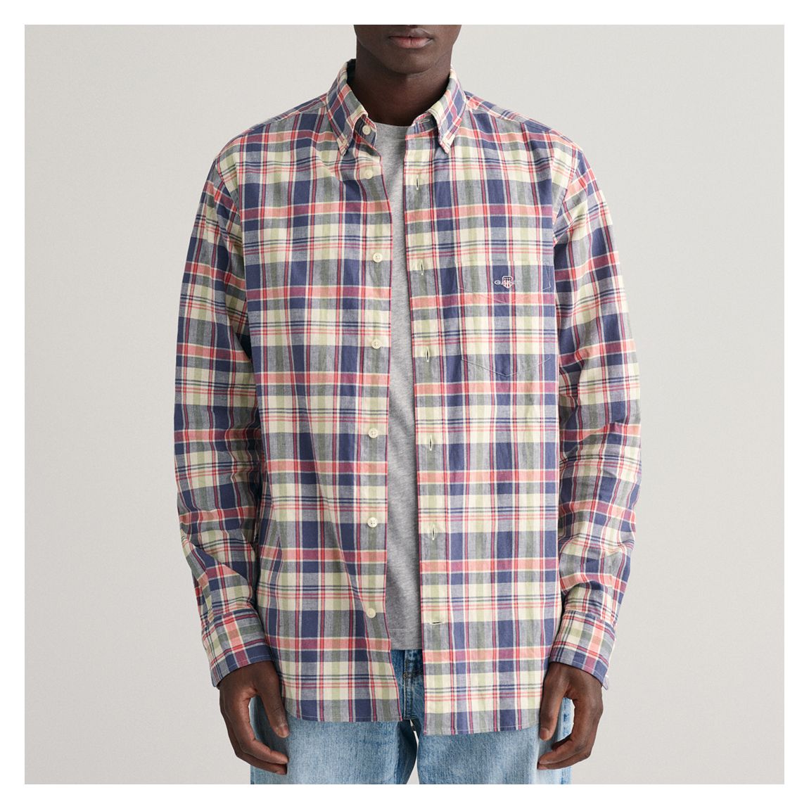 Blue Check Linen Blend Shirt main product photo