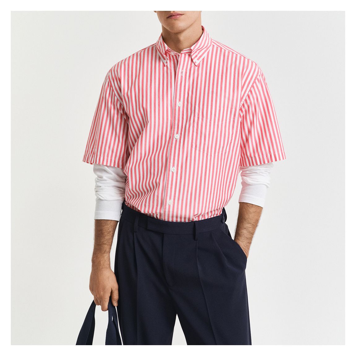 Red/ White Stripe Heritage Poplin Cotton Shirt main product photo