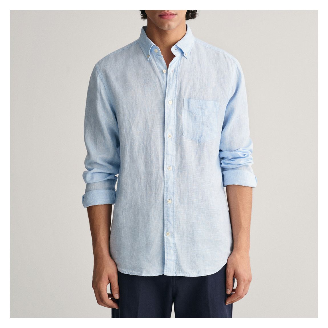 Light Blue Houndstooth Linen Shirt main product photo