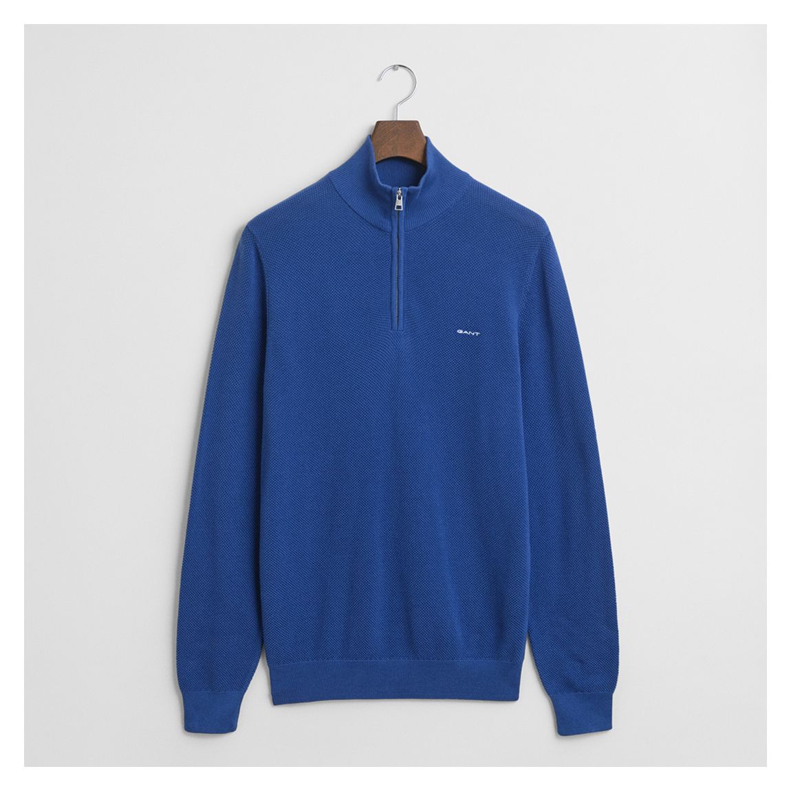 Blue Cotton Pique Half Zip Jumper main product photo