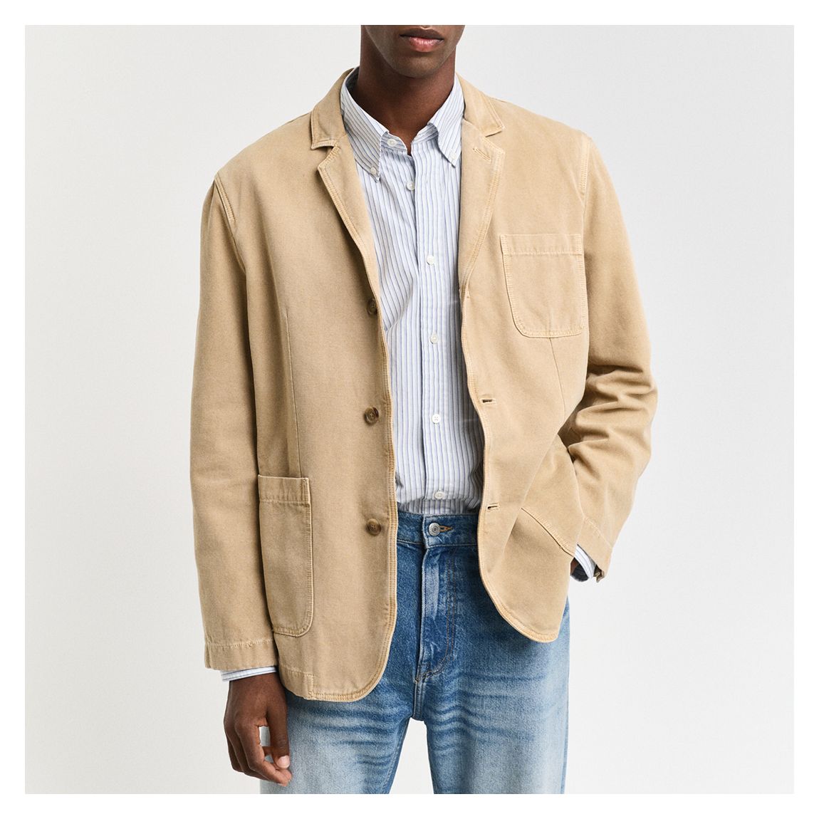 Beige Relaxed Canvas Blazer main product photo