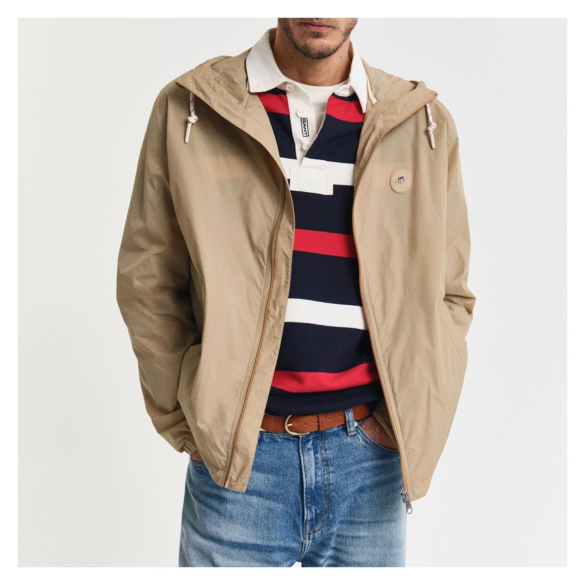 Beige Lightweight Packable Windbreaker Jacket main product photo