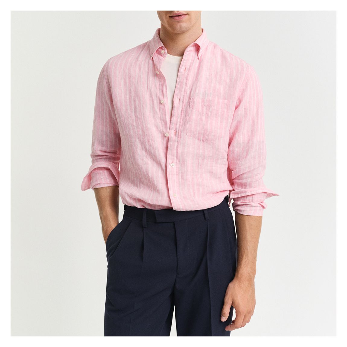 Pink Linen Stripe Shirt main product photo