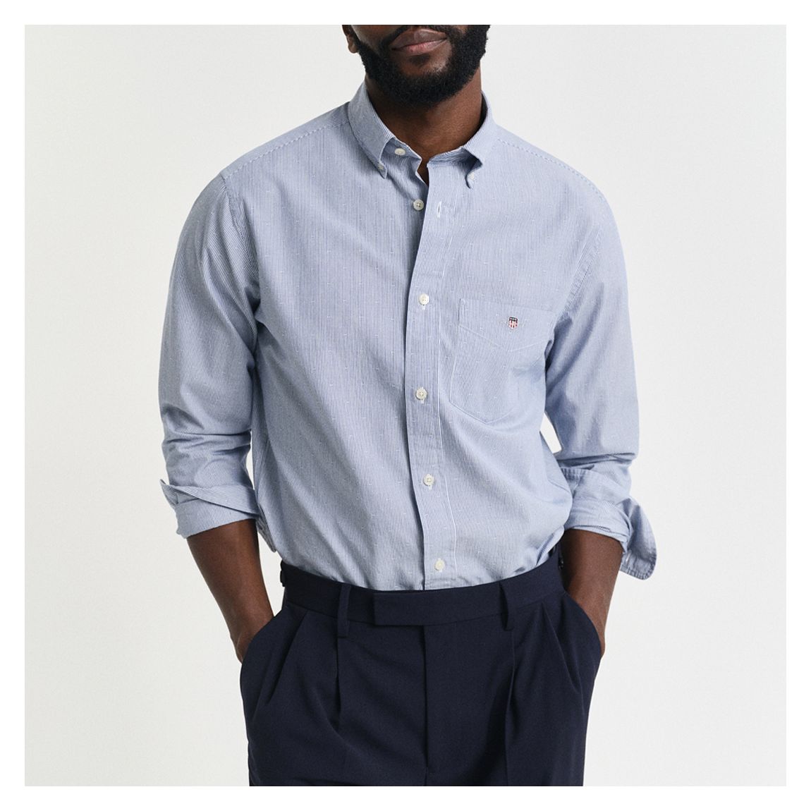 Blue Dobby Dot Stripe Shirt main product photo