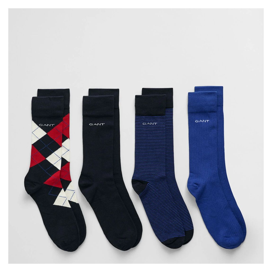 Blue/Red Argyle Stripe Solid Socks 4-Pack main product photo