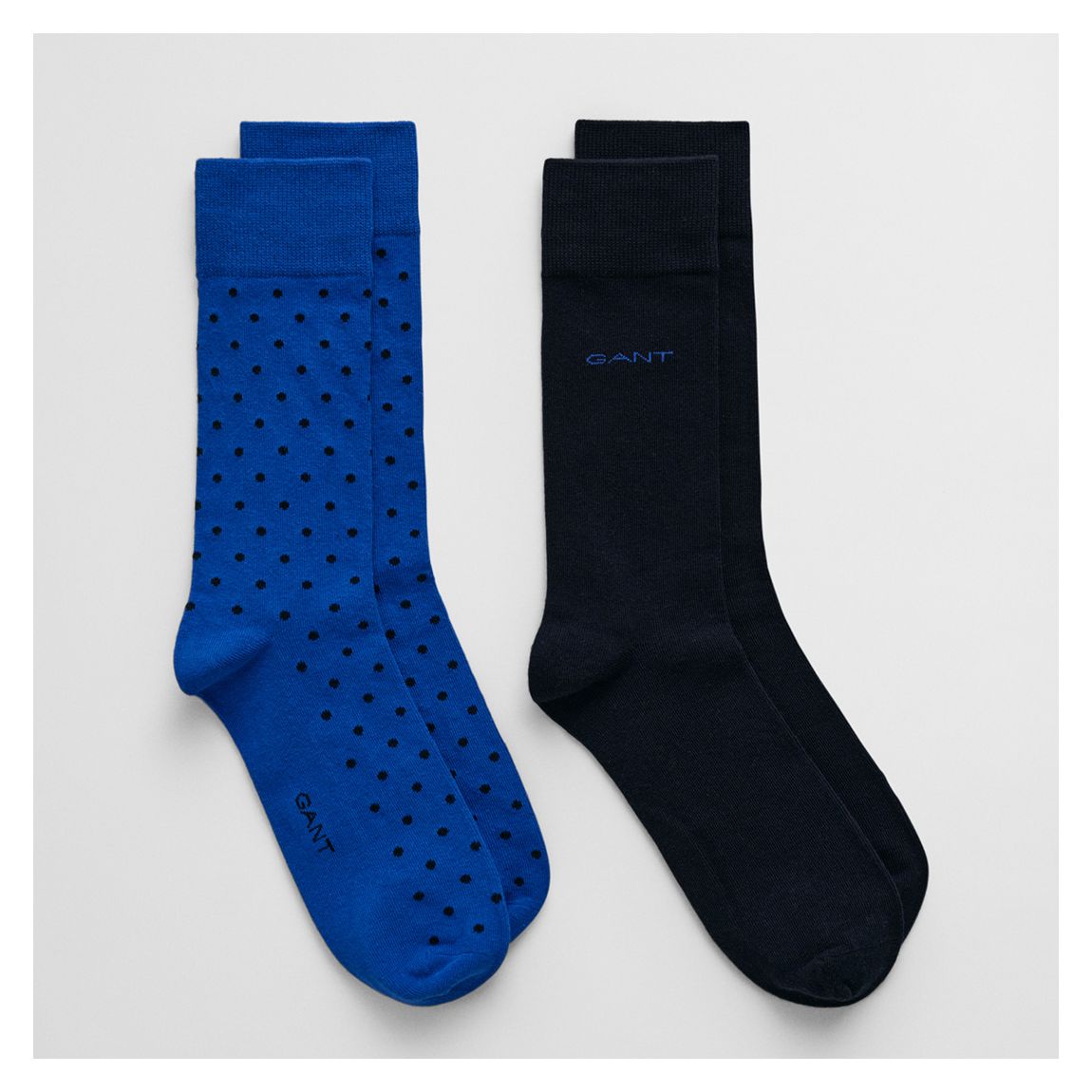 Black/Blue Dot And Solid Socks 2-Pack main product photo