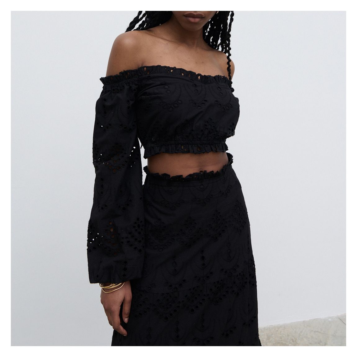 Black Lilla Broderie Cropped Top main product photo