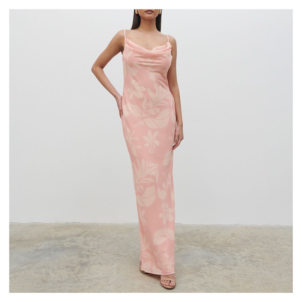Blush Printed Keisha Ruched Chiffon Maxi Dress main product photo