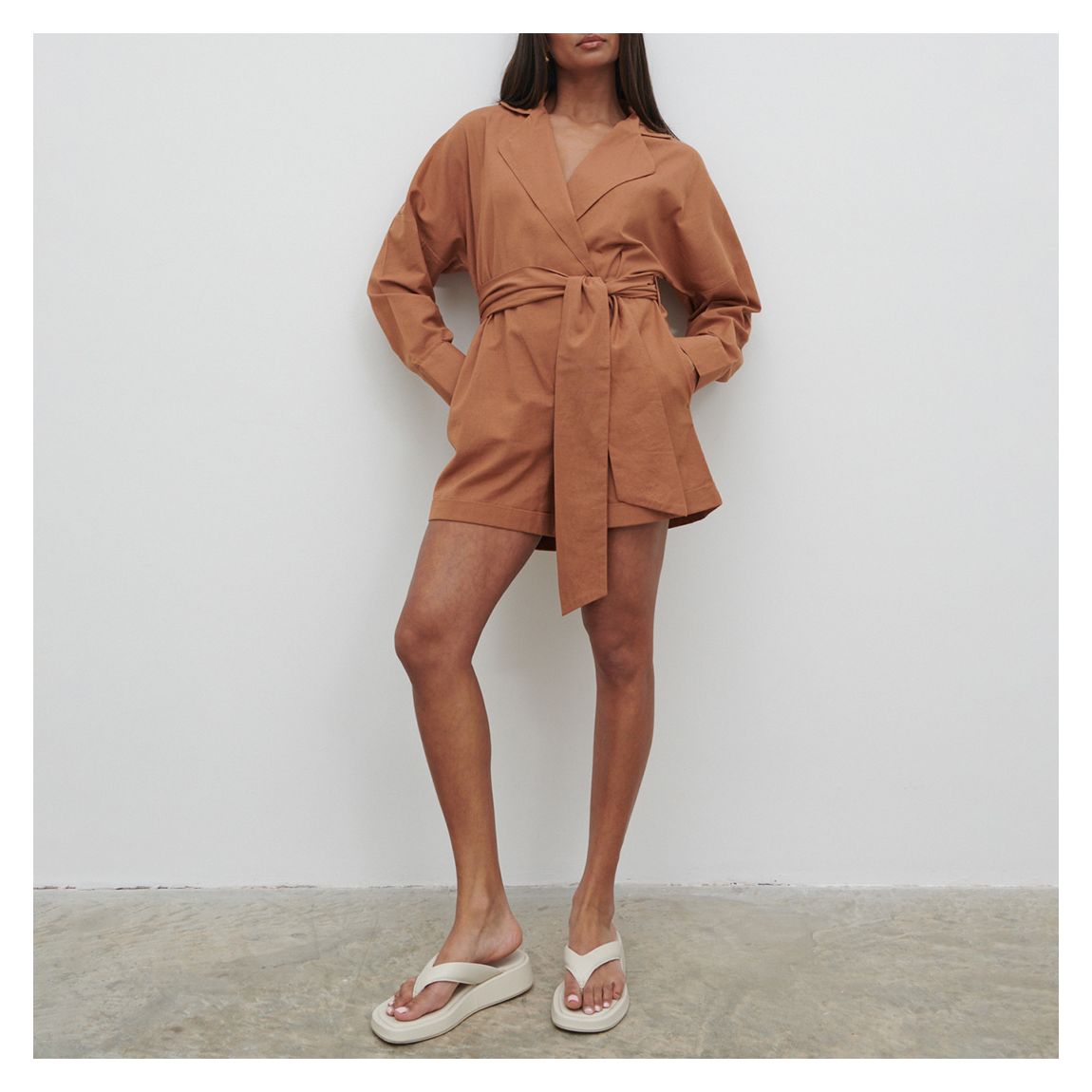 Terracotta Emilie Belted Playsuit main product photo