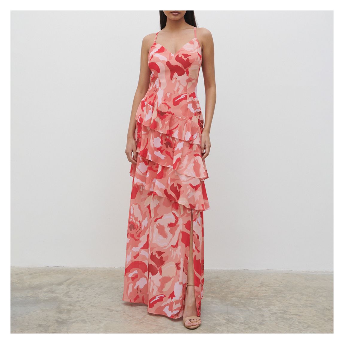 Pink Mélange Printed Hettie Maxi Dress main product photo