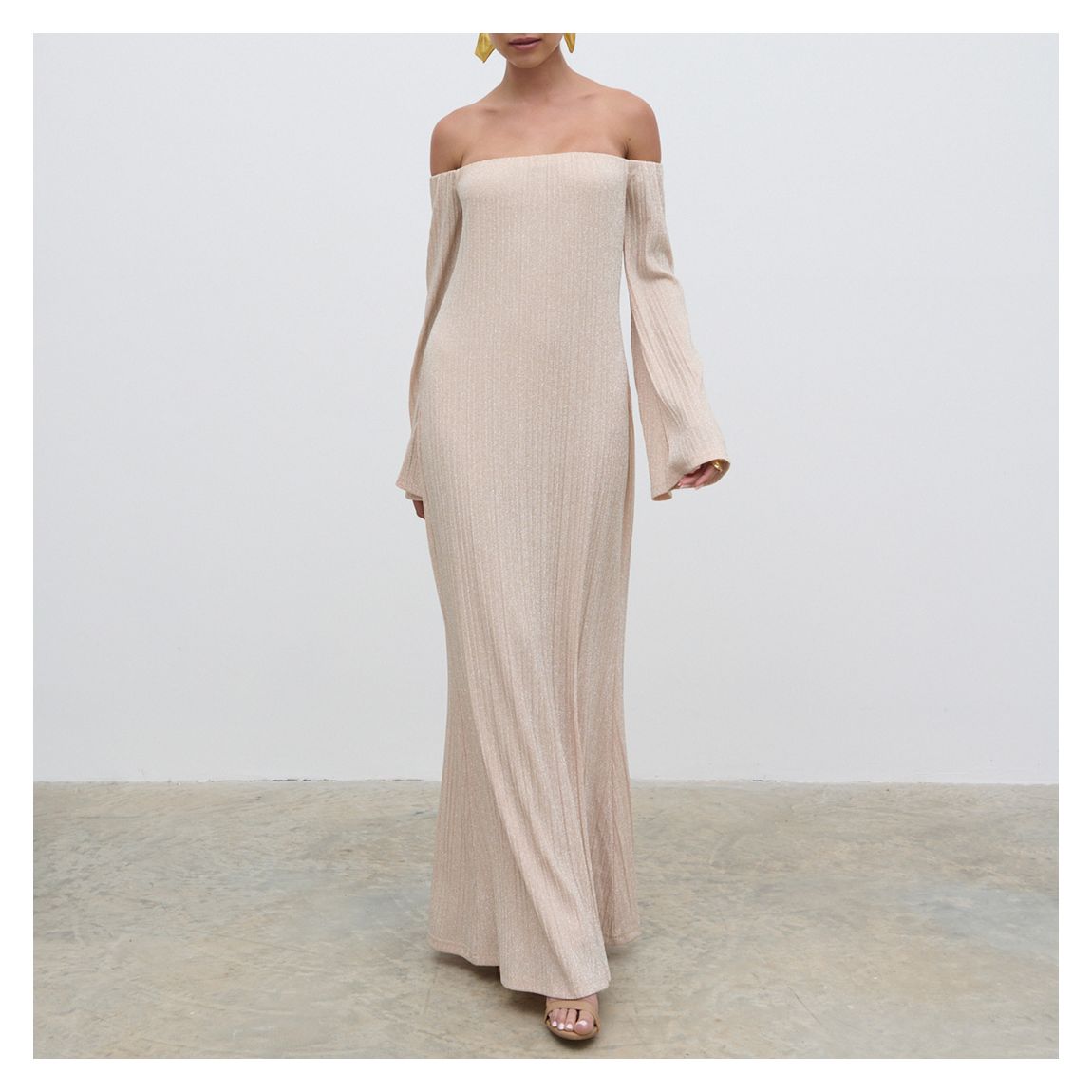 Gold Layla Metallic Plisse Maxi Dress main product photo