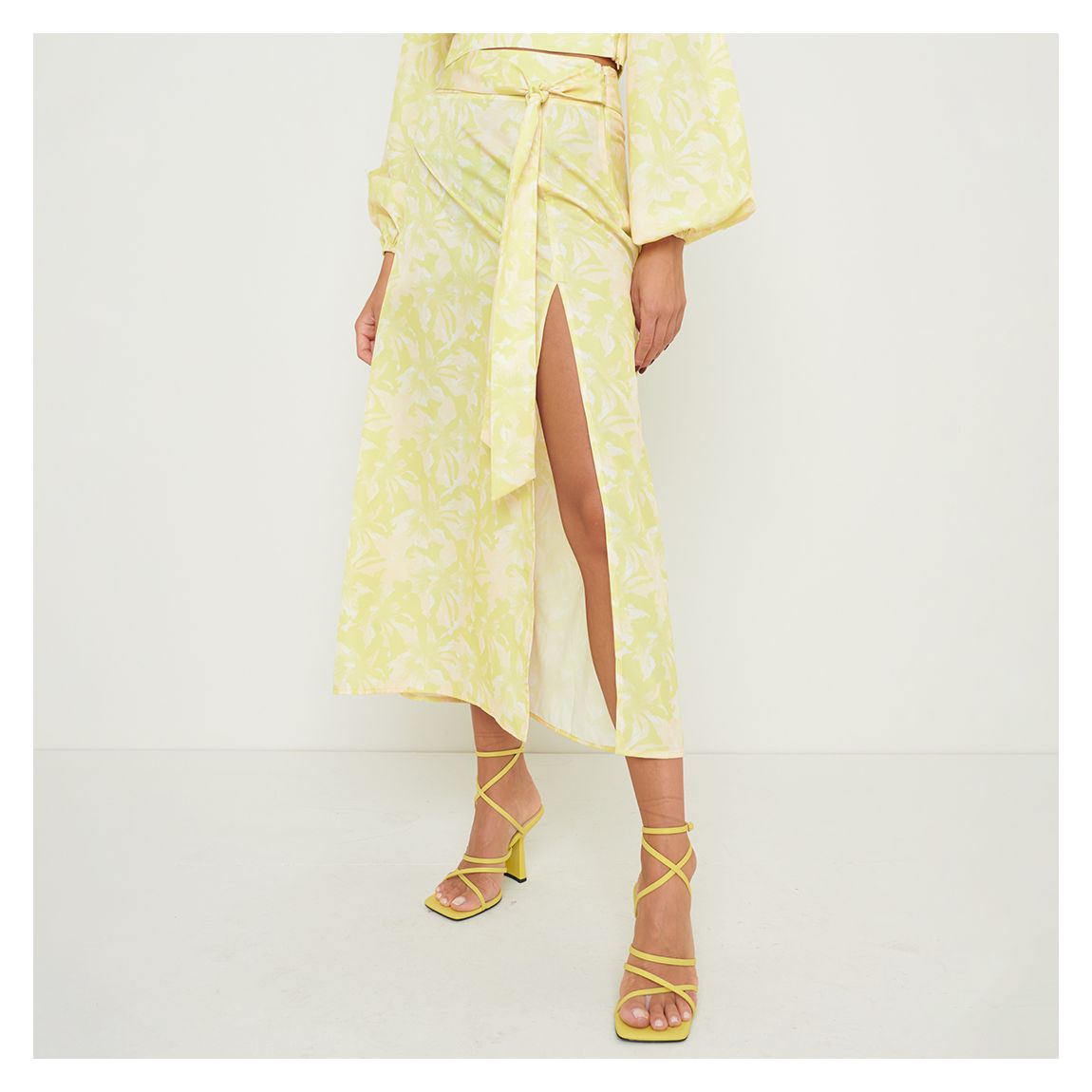 Lemon Printed Hadley Tie Midaxi Skirt main product photo