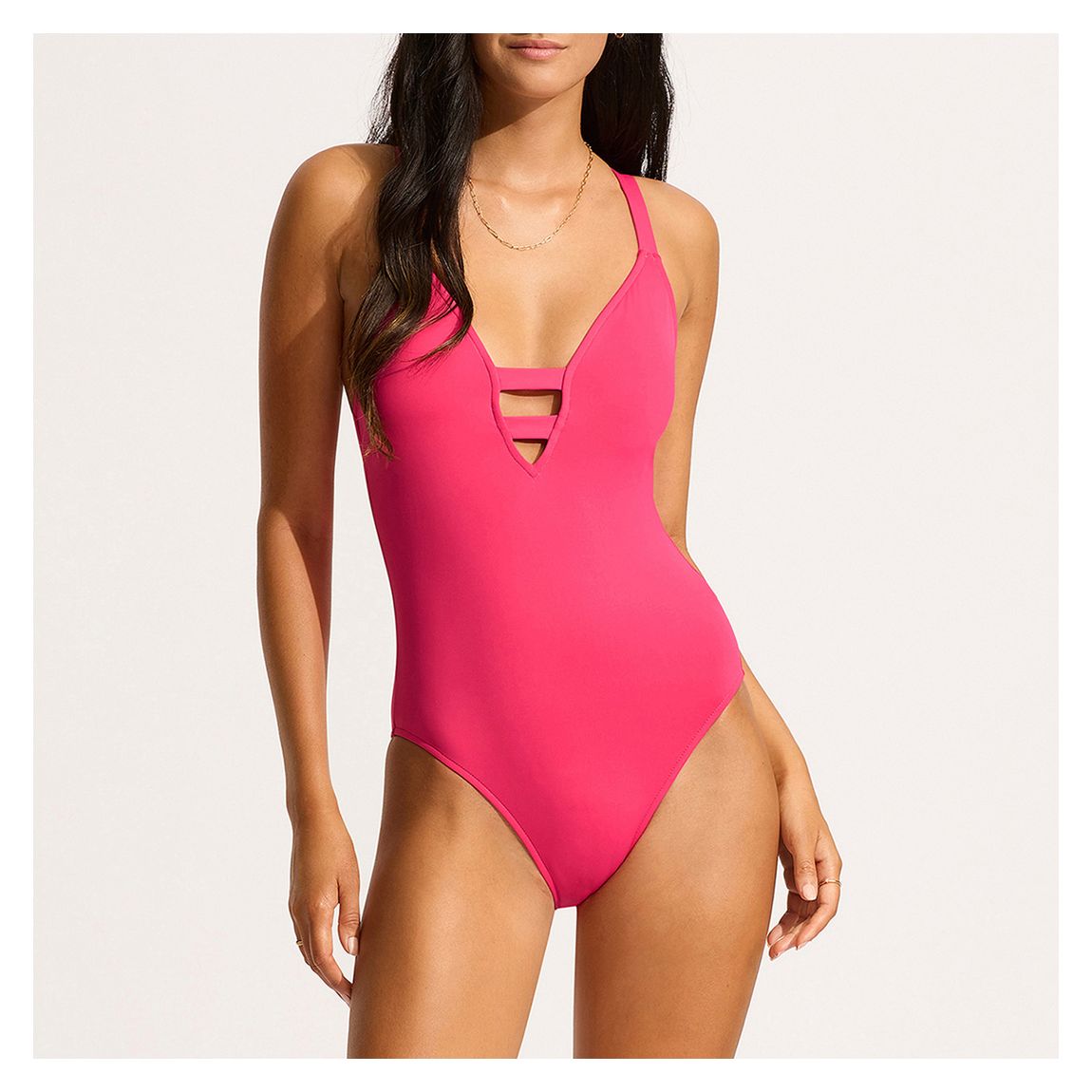 Raspberry Deep V-Neck One Piece main product photo