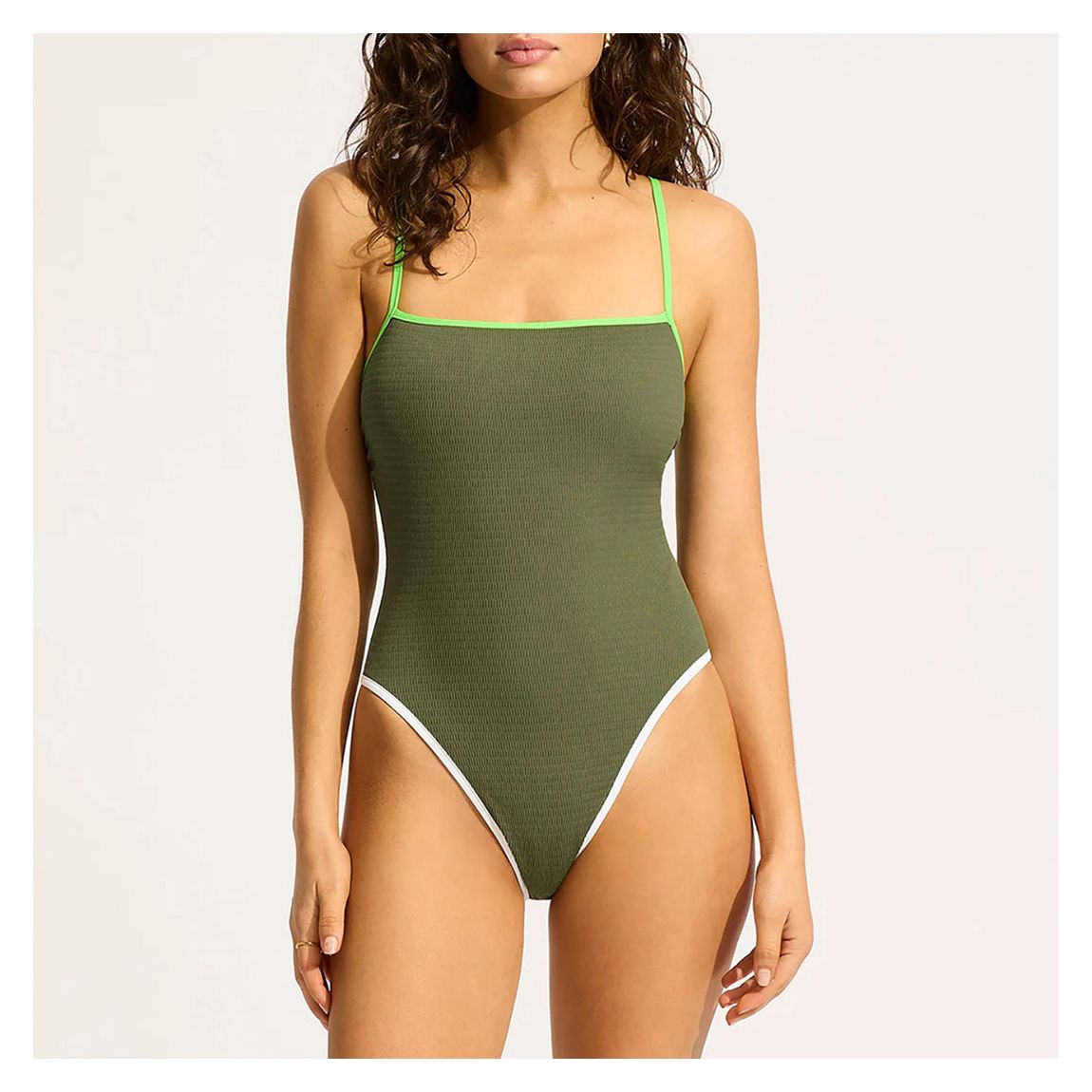 Khaki Square Neck One Piece main product photo