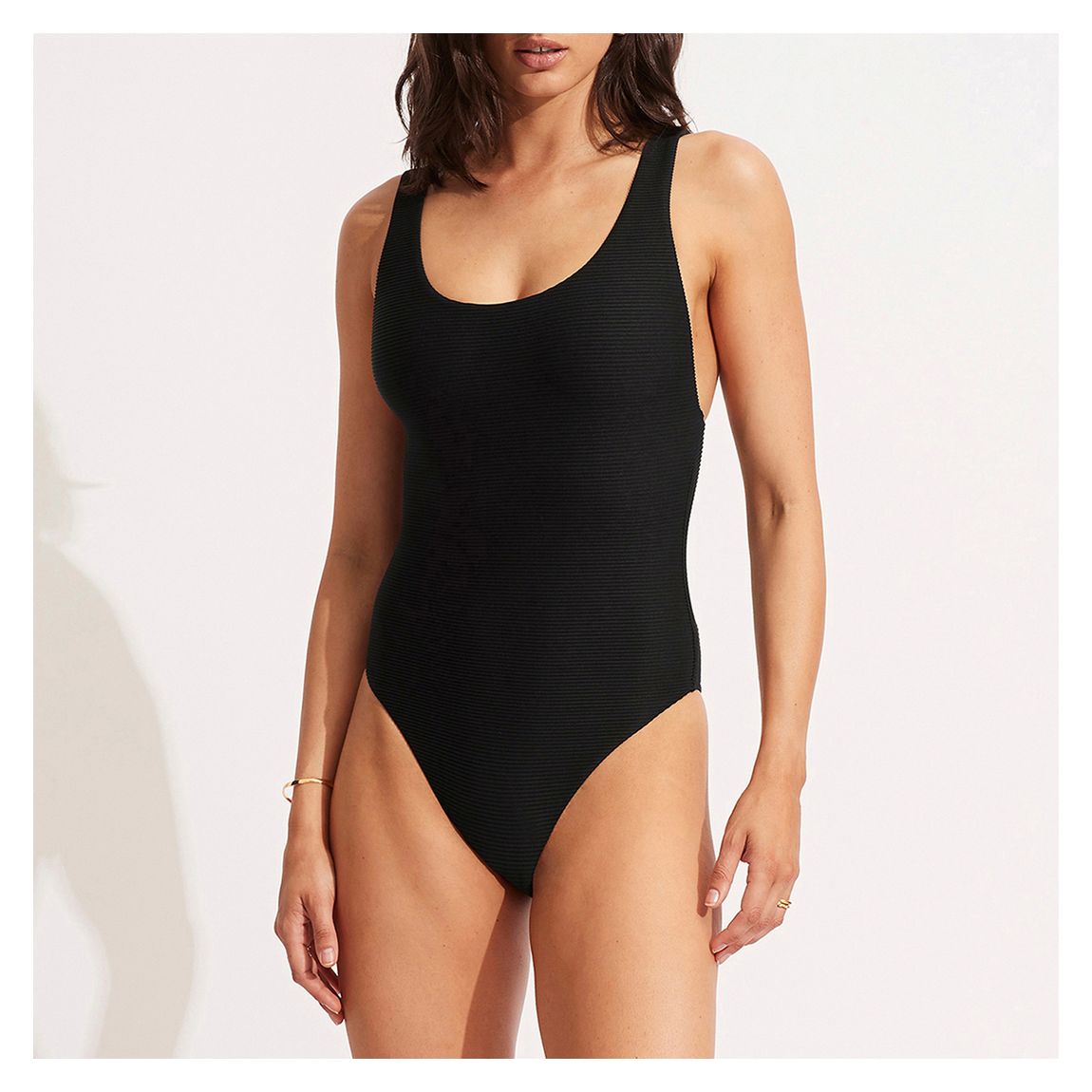Black Retro Square Neck One Piece main product photo