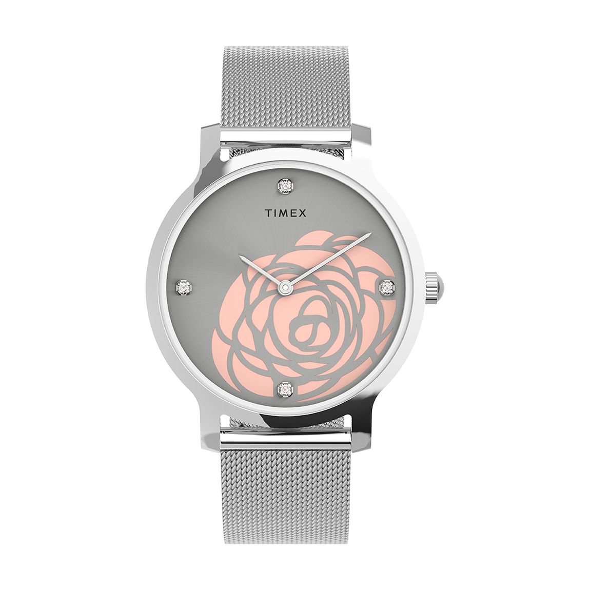 Women's Wms Transcend Floral Cutout Silver-Tone Case And Mesh Bracelet main product photo
