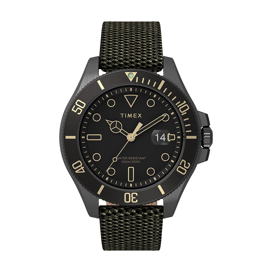 Men's Harborside Coast 43Mm Gun Metal Case Black Dial Green Fabric Strap main product photo