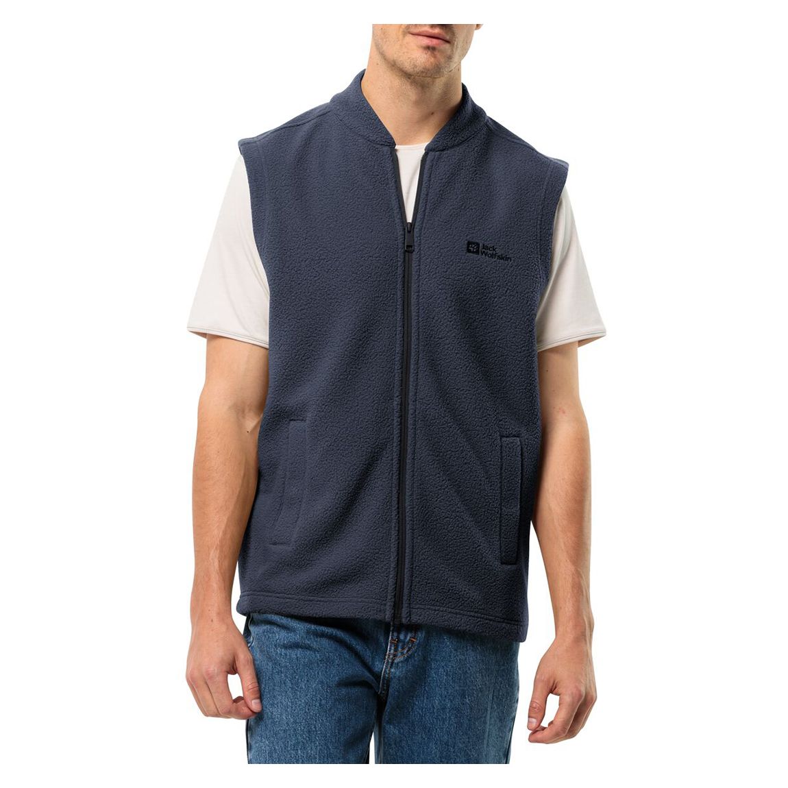 Navy Light Curl Fleece Gilet main product photo