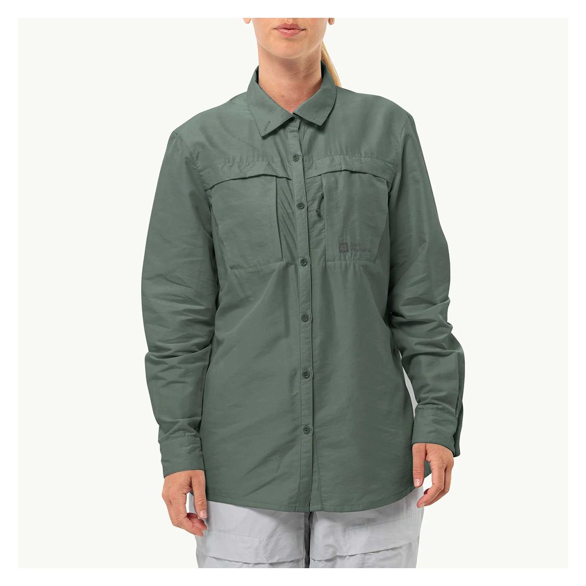 Khaki Green Barrier Long Sleeve Shirt main product photo