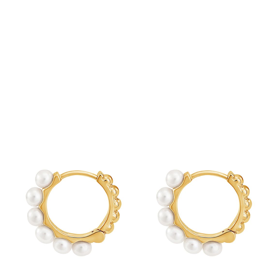Gold Medium Timeless Pearl Huggie Hoops main product photo