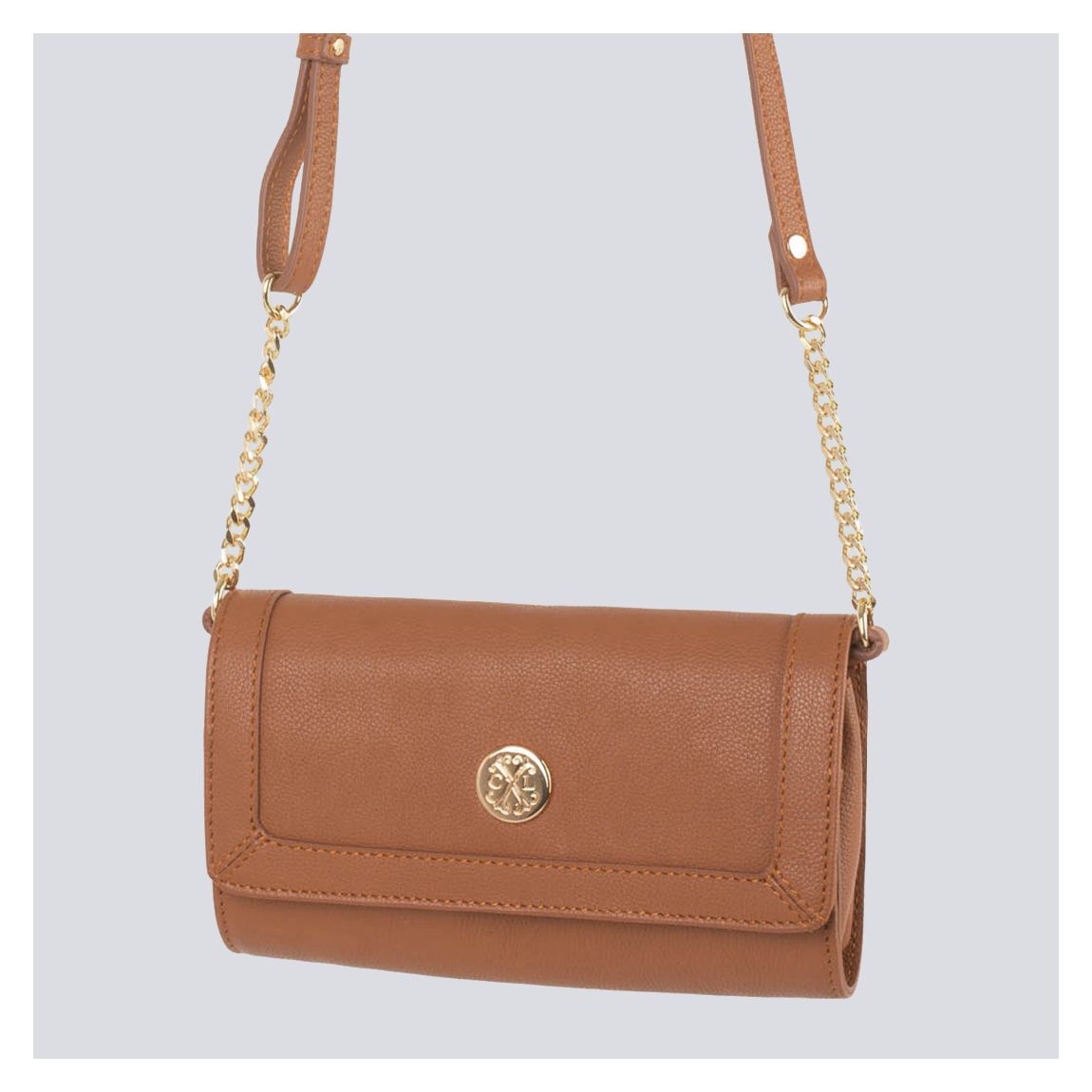 Cognac Leather Clutch Stella main product photo