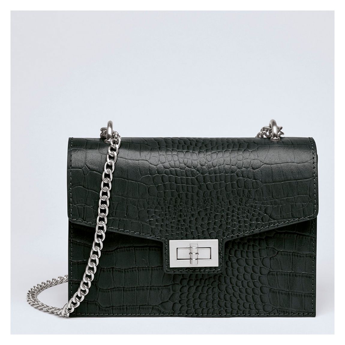 Black Croco Leather Crossbody Bag Peuplier main product photo