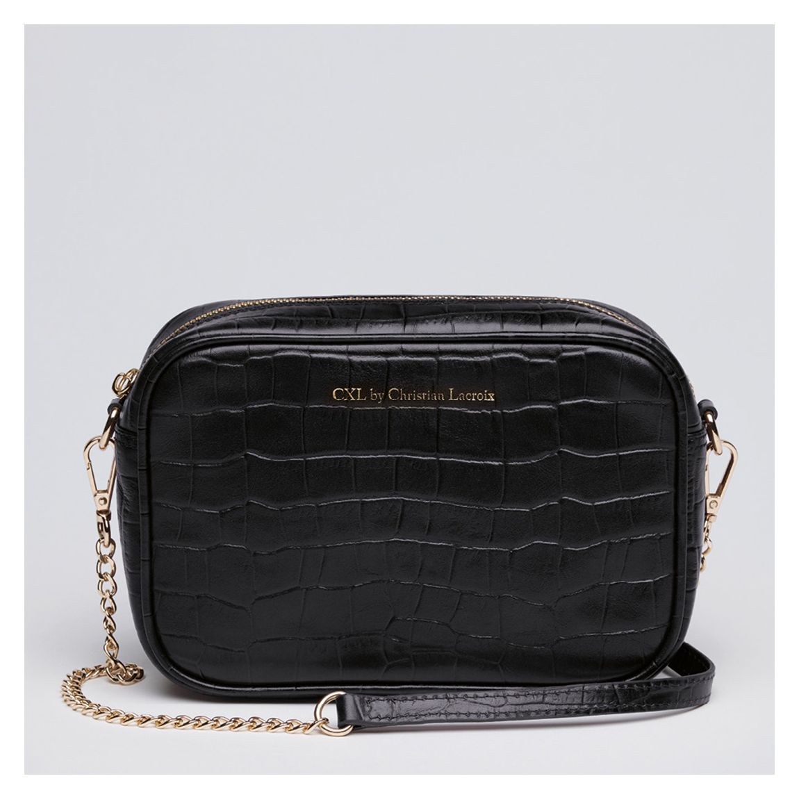 Black Croco Leather Crossbody Bag Montmartre main product photo