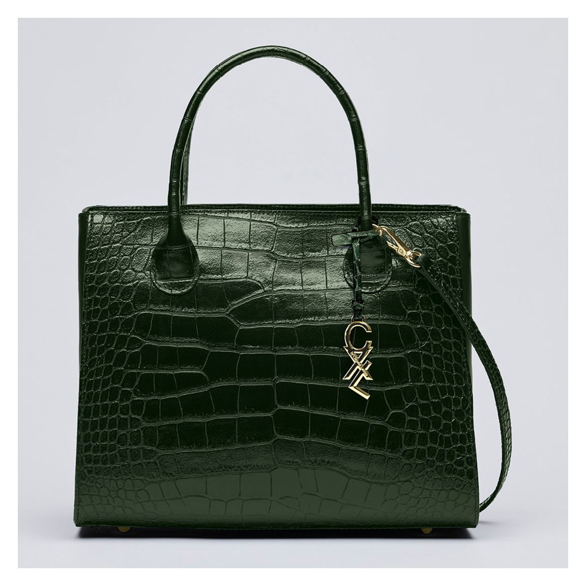 Dark Green Croco Leather Handbag Montaigne main product photo