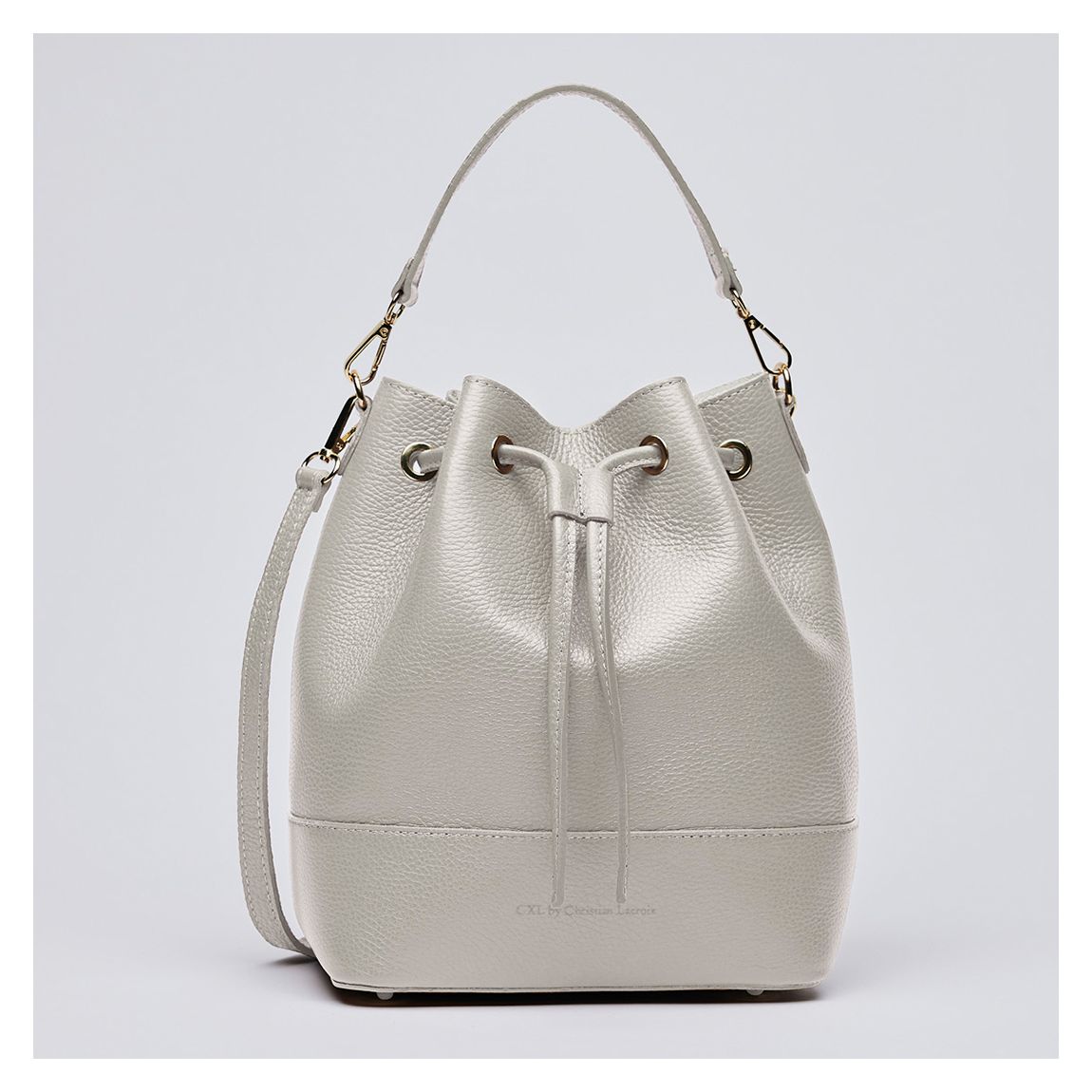 White Leather Bucket Bag Champs Elysé main product photo