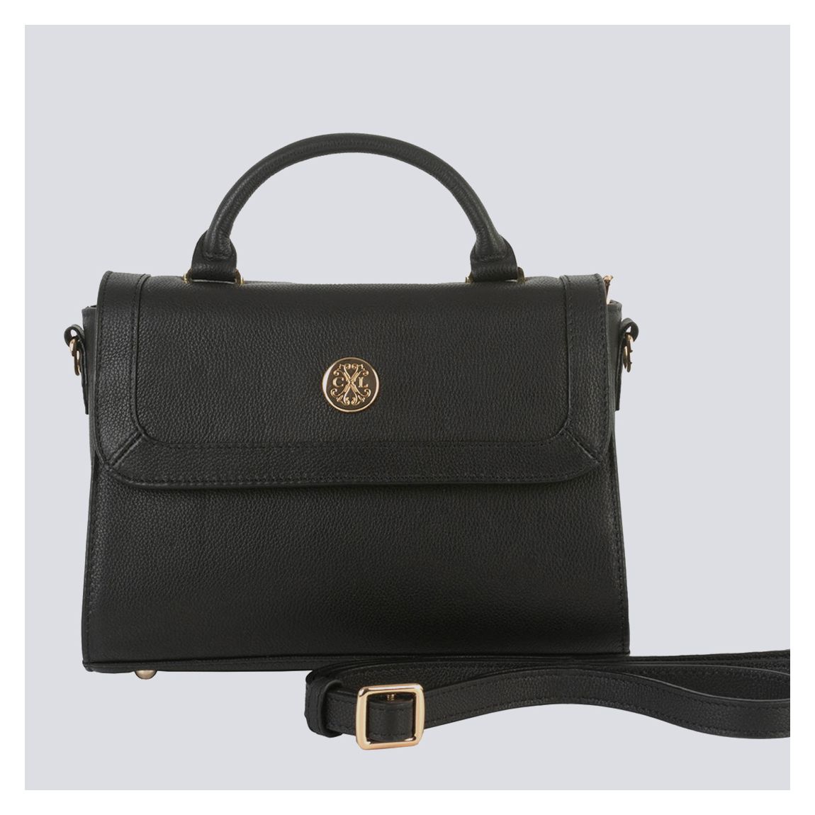 Black Leather Crossbody Bag Nina main product photo