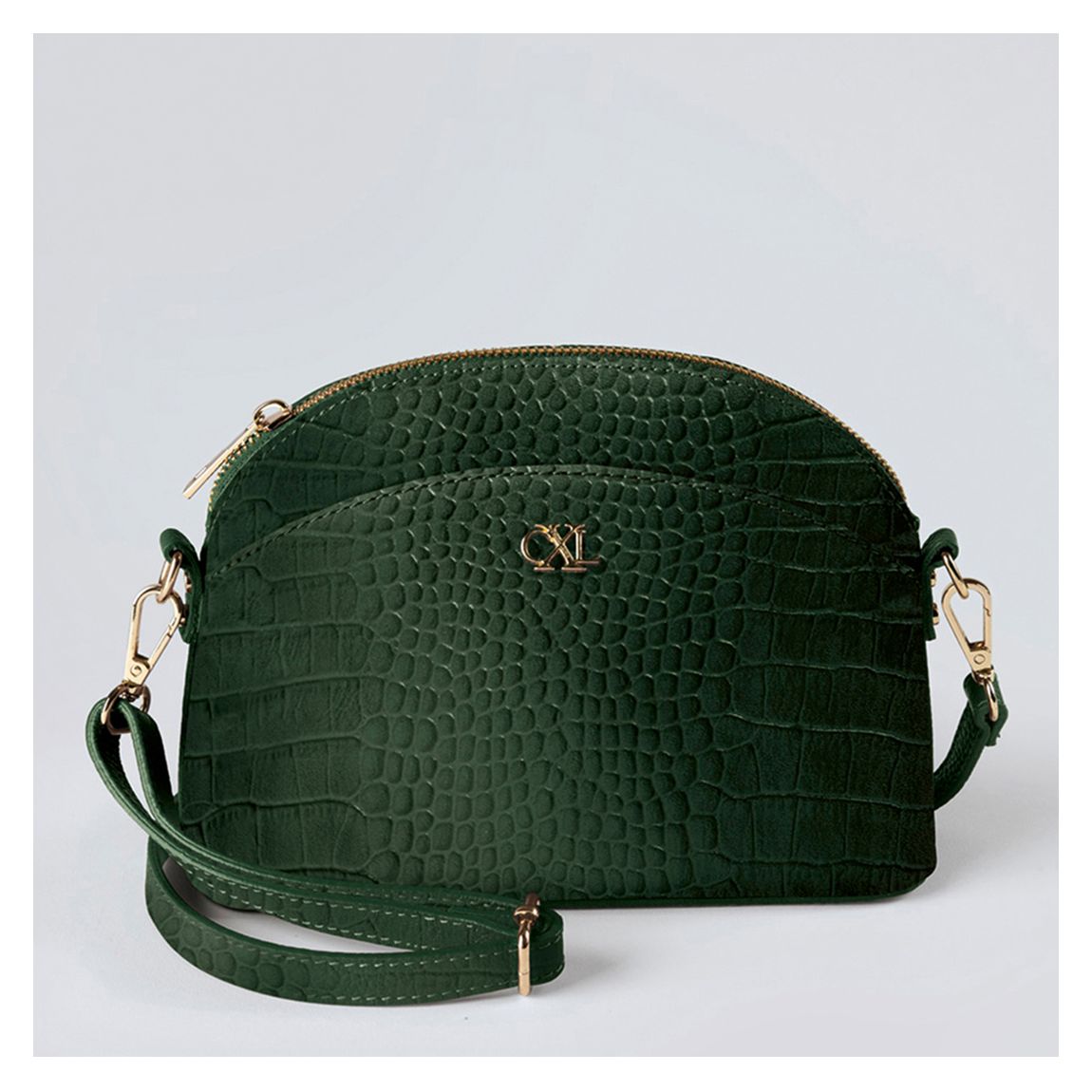 Dark Green Croco Leather Crossbody Bag Malesherbes main product photo