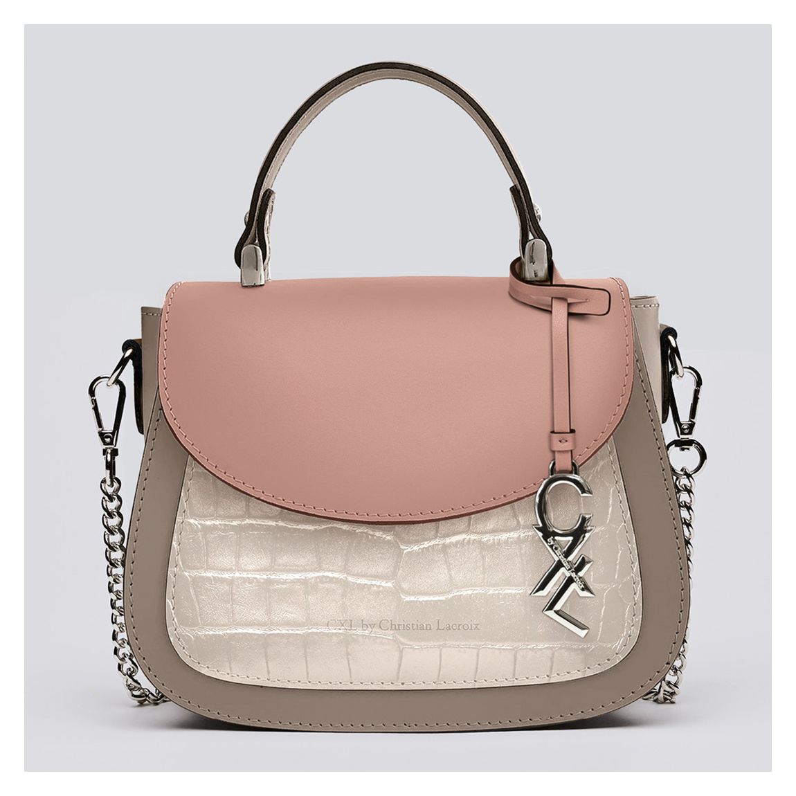 Light Pink Leather Handbag Haussmann Tricolor main product photo