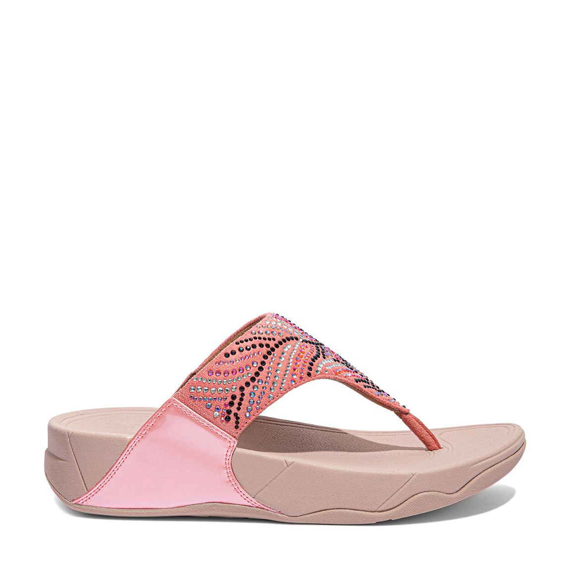 Soft Pink Lulu Crystal Feather Wide Fit Toe Post Sandals main product photo