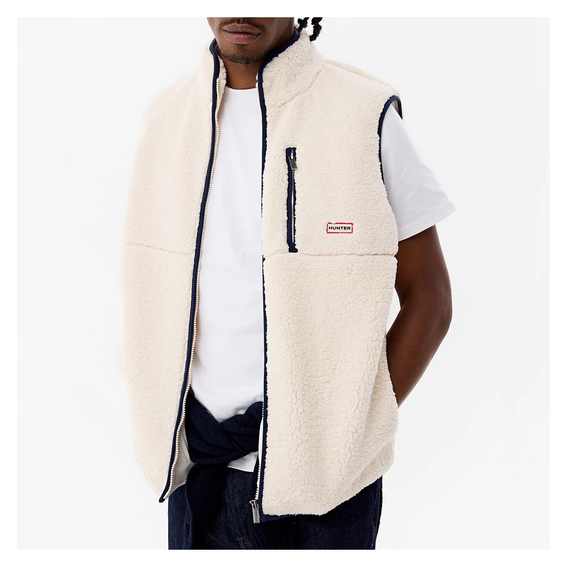 Men's Ivory Drill Fleece Gilet main product photo