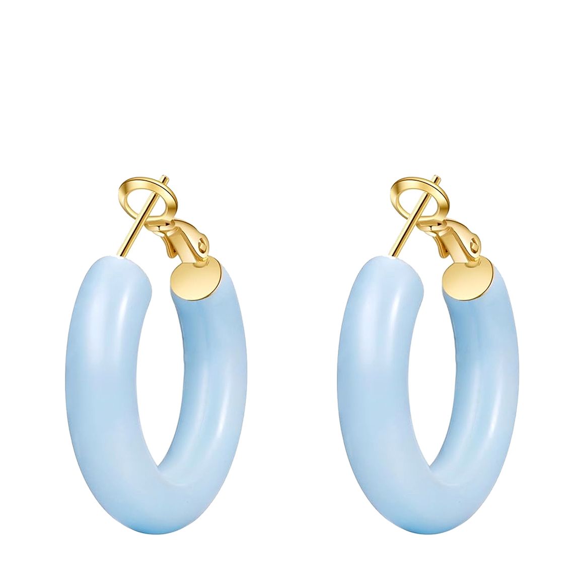 18K Gold Light Blue Hoop Earrings main product photo
