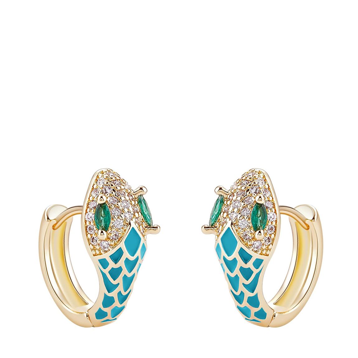 18K Gold Turquoise Motif Mini Hoop Earrings main product photo