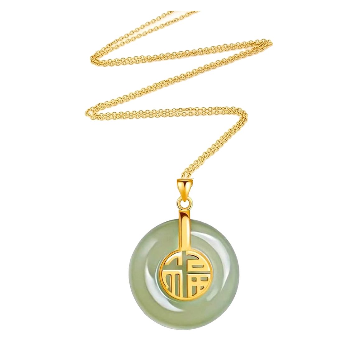 18K Gold Light Jade Luck Necklace main product photo