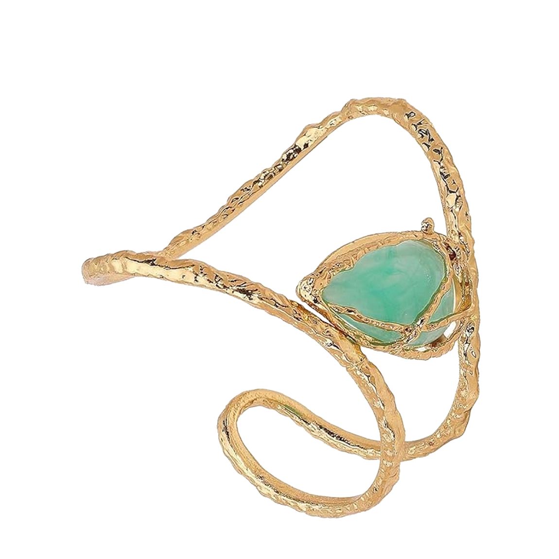 18K Gold Geometric Gemstone Cuff Bangle main product photo