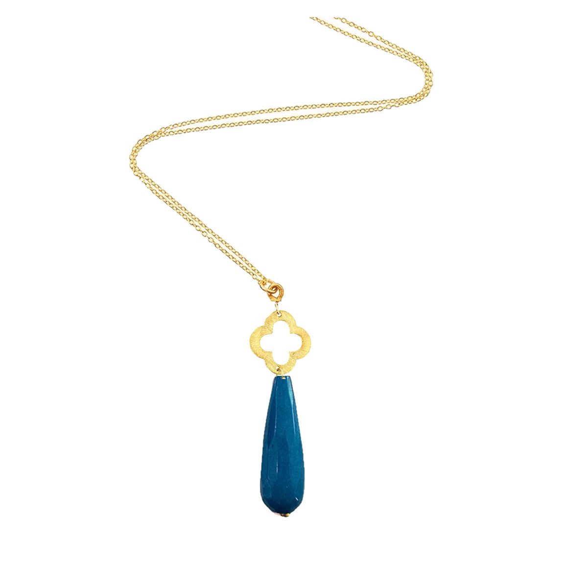 18K Gold Blue Tear Drop Motif Necklace main product photo